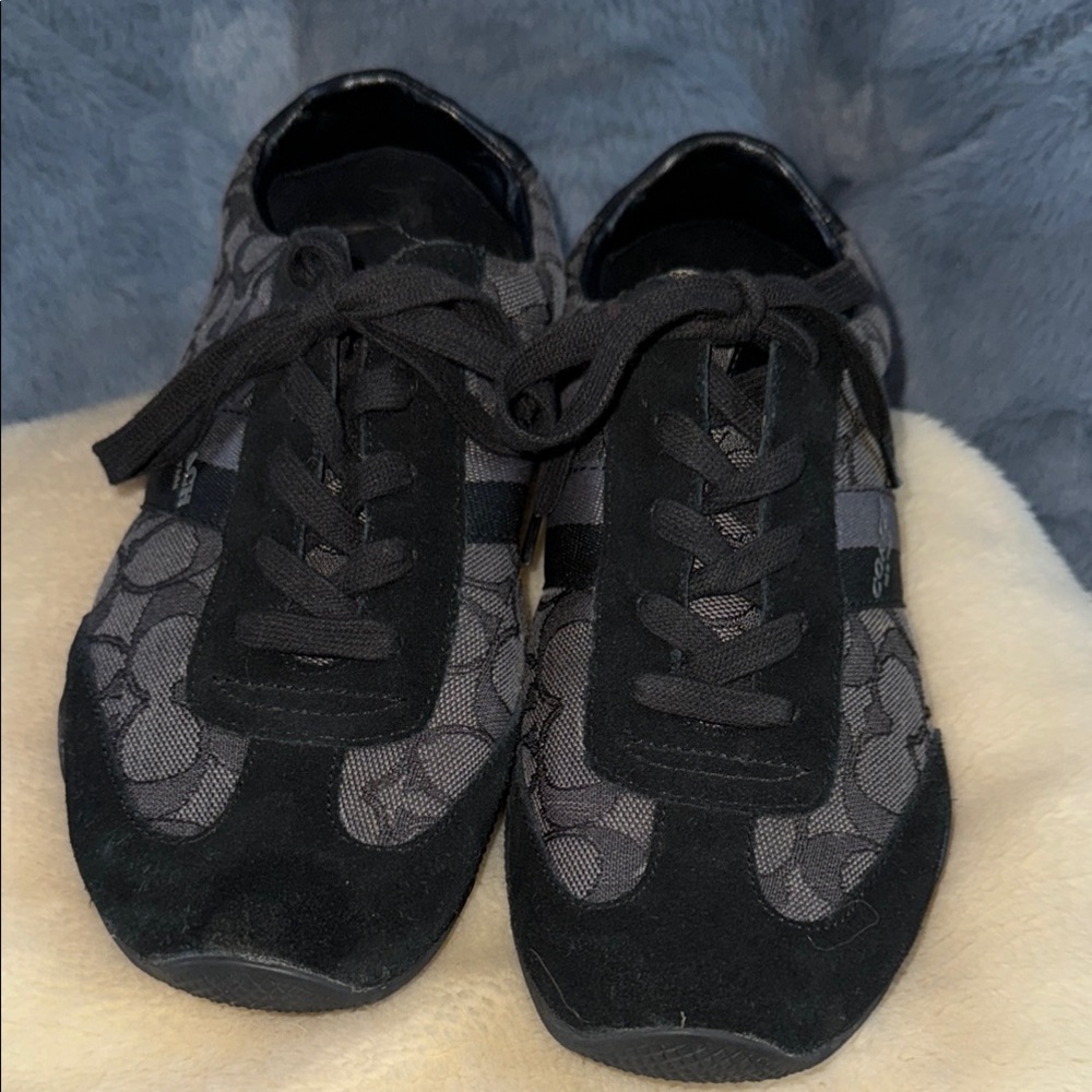 Coach Black and Gray Kelson Patterned Sneakers Size 10B
